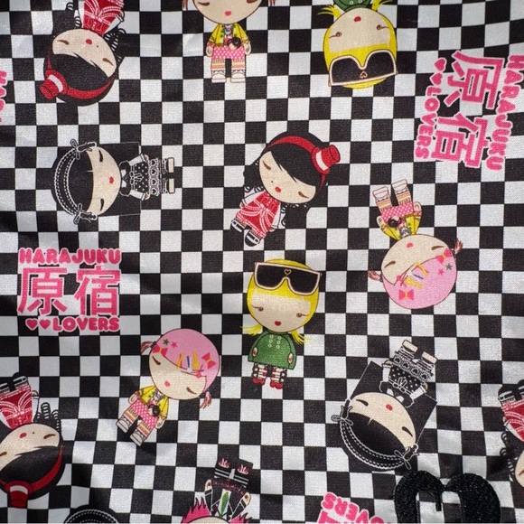 🩷🖤Harajuku Lovers checkered tote bag “a fatal attraction to cuteness” zipper - Picture 6 of 12